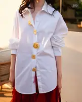Chemisiers en coton à manches longues pour femmes, chemises décontractées, tendance printemps, nouveau, 2025 1