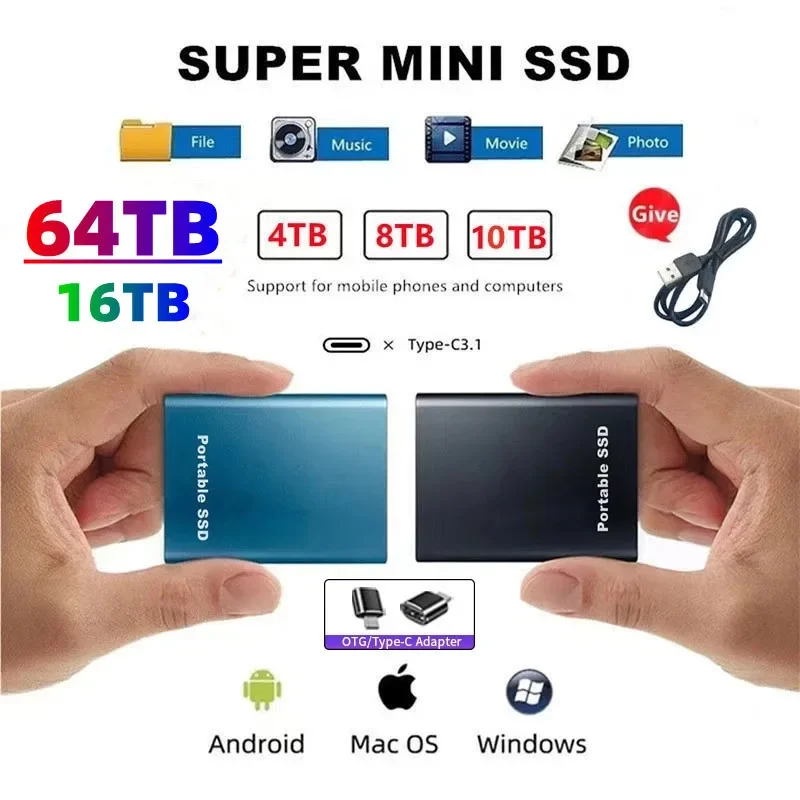 Disco duro externo SSD portรกtil de 1TB, alta velocidad, USB 3,1, 2tb, 500gb, para xiaomi y portรกtil