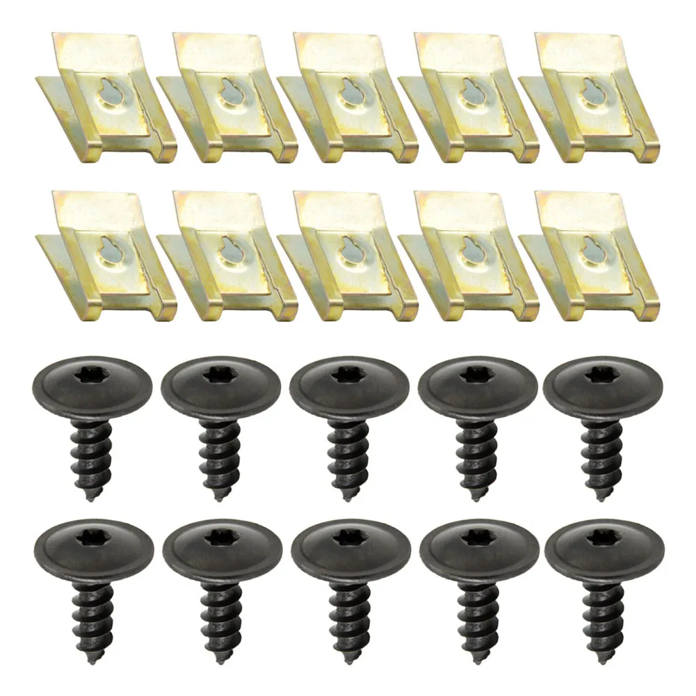 

10pcs Car Bolt-On Hook And Loop Fasteners N90974701, N909 74701, N91160401, N91160401 Mudguard Liner Splash Shield Guard Screws
