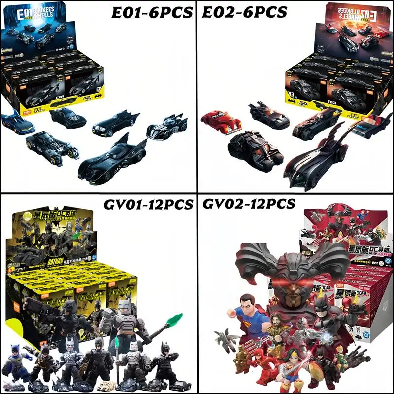 Blokees DC Marvel Hero Batman Star Edition Serie Blind Box Spielzeug E01/E02 6 Stück Batman Motorrad Spielzeug Sammlerstück Perfektes Geschenk