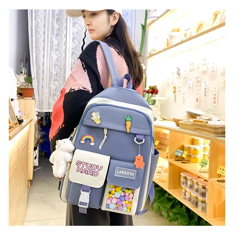 Nylon Packback Bags Women Bag Set with Pencil Bag Lunch Box Backbag 2022 New Student Shoulder Bag for School stylish eco friendly backpacks