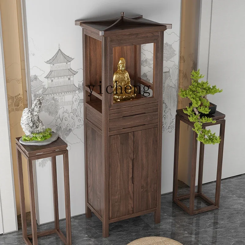 ZK-Niche de Bouddha en Bois Massif, Placard à Vêtements de Style Chinois, Armoire de Style Bodhisattva