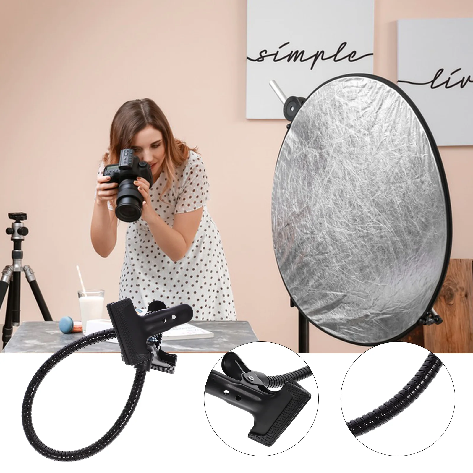 Double Head Metal Clamp Flexible Gooseneck Tube Background Holder Lighting Stand Bracket Camera Photo Accessory