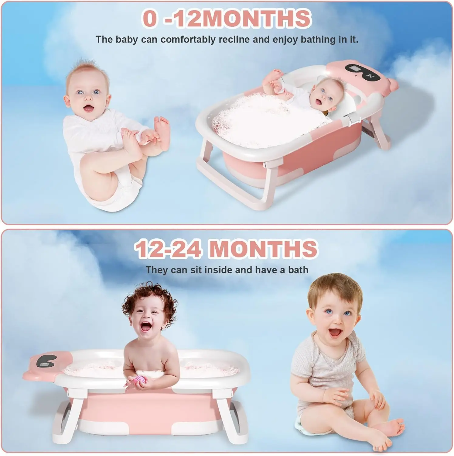 Foldable Baby Bathtub with Cushion 2