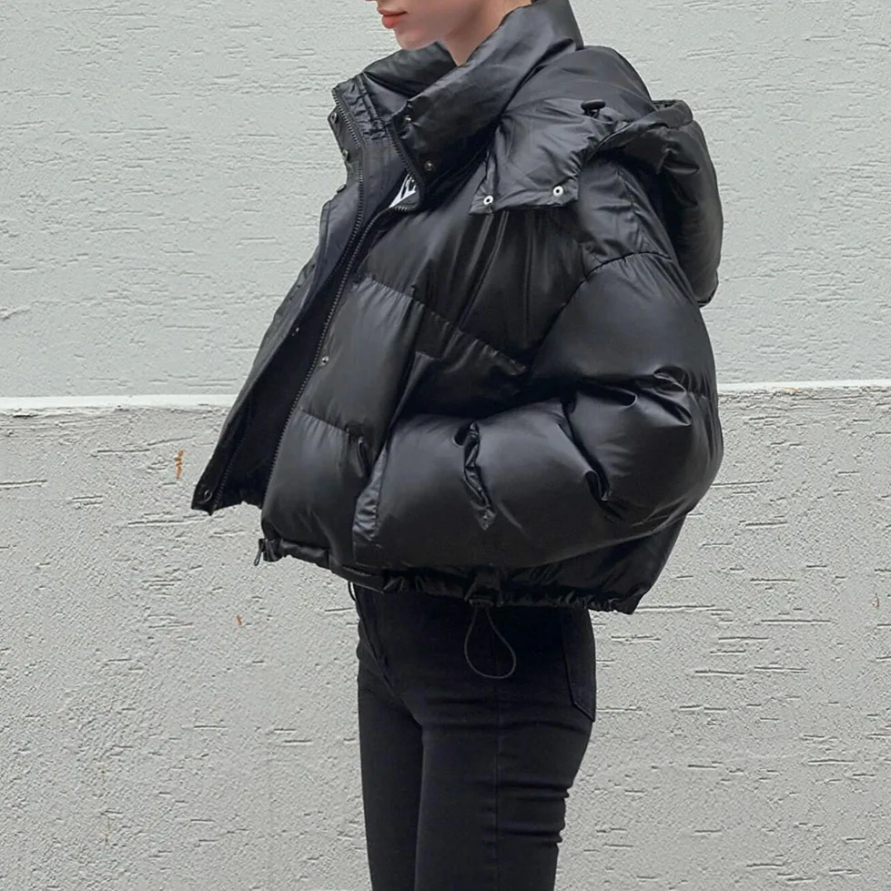 Winter Women Coat Solid Hooded Winter Thick Pockets Coats