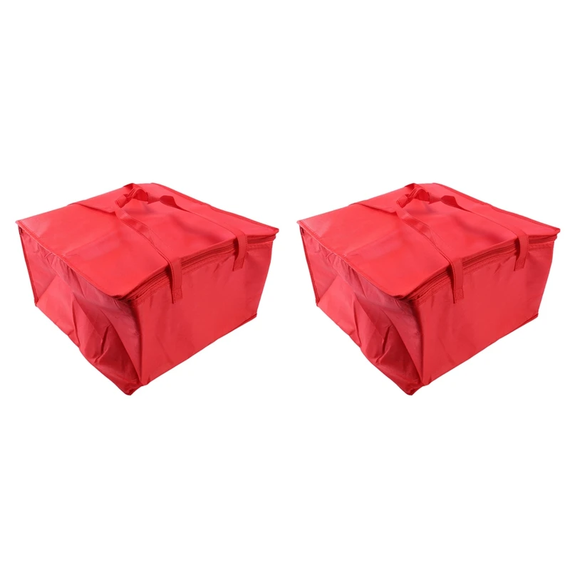 

4X Foldable Large Cooler Bag Portable Food Cake Insulated Bag Aluminum Foil Thermal Box Red