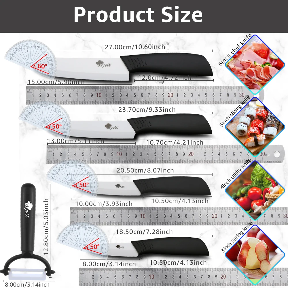 Ceramic Kitchen Knife Set 6