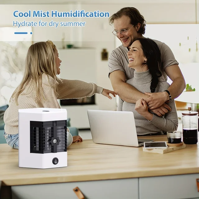 1 Pc Compact Portable Air Conditioner - 3-in-1 Multi-Functional Cooler with Adjustable Modes, Humidifier, ideal for Camping, Bed 4