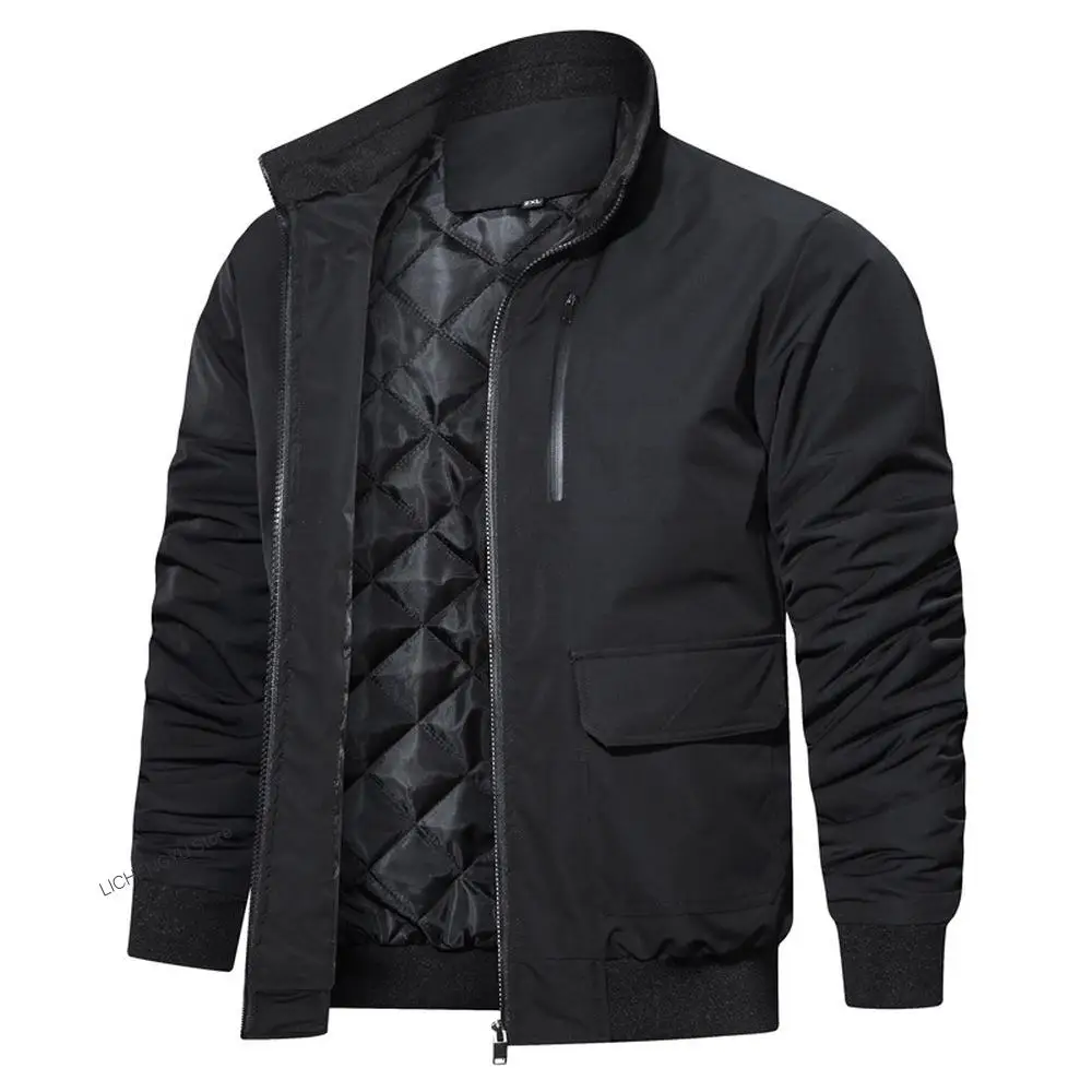 New Mens Jackets Spring Autumn Casual Coats Solid Color Mens Sportswear Stand Collar Slim Jackets Male Bomber Jackets