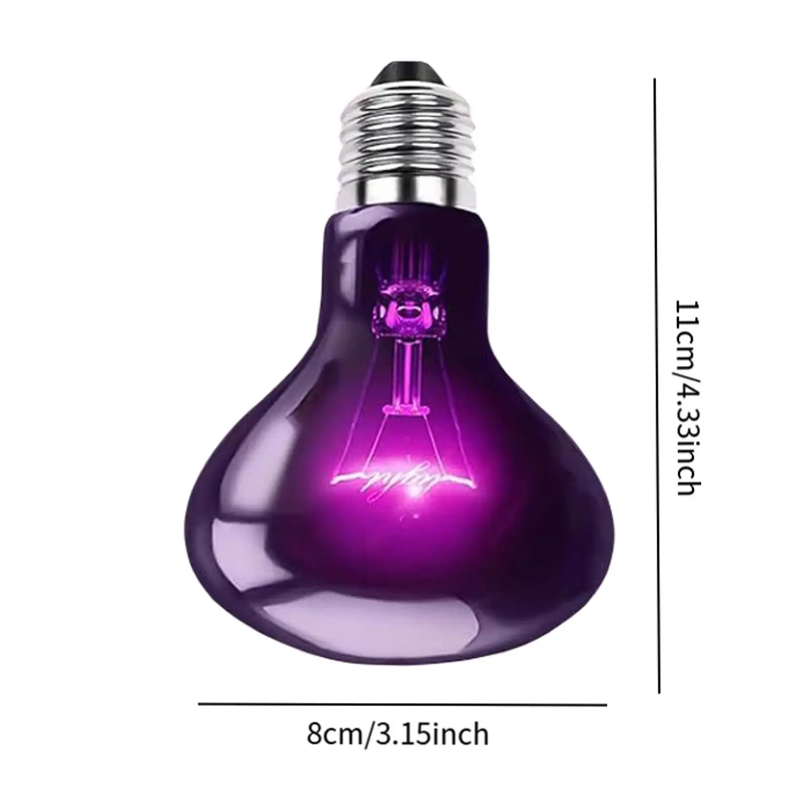 Reptile Night Light Bulb Simulated Moonlight Purple Heat Lamp for Amphibian