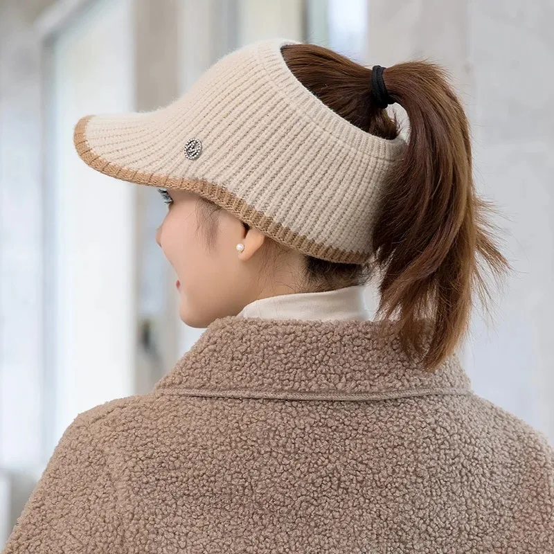 Hats for Women Autumn Winter Sports Empty Top Caps Female Knitted Warm Baseball Cap Fashion Running Golf Sun Hat - 4