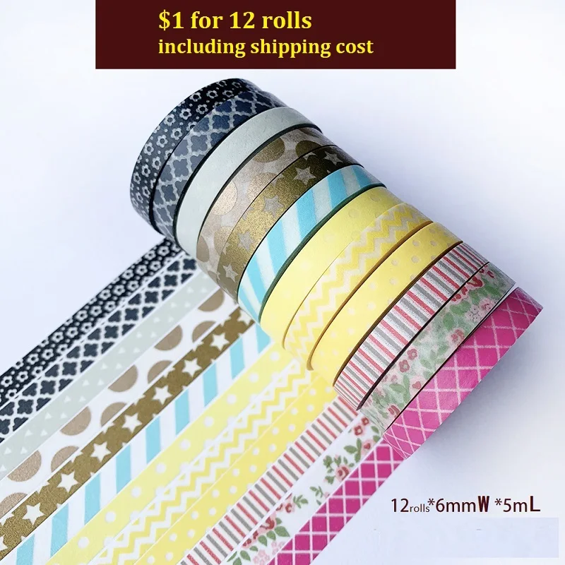 

12 rolls / 10rolls washi tape set slim washi tape set narrow washi tape set for DIY decoration