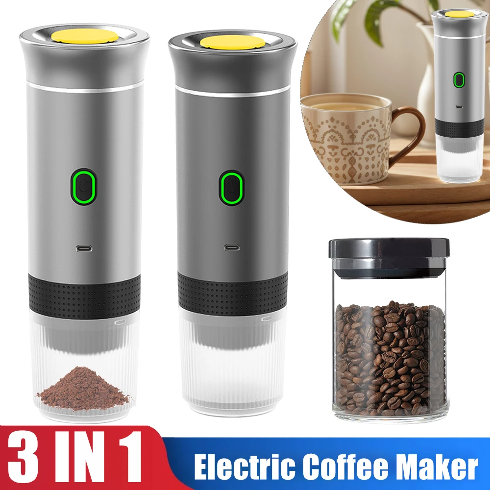 Wireless Electric Portable Espresso Coffee Machine for Car & Home Camping Coffee Maker 3-in-1 Capsule Powder Travel Maker