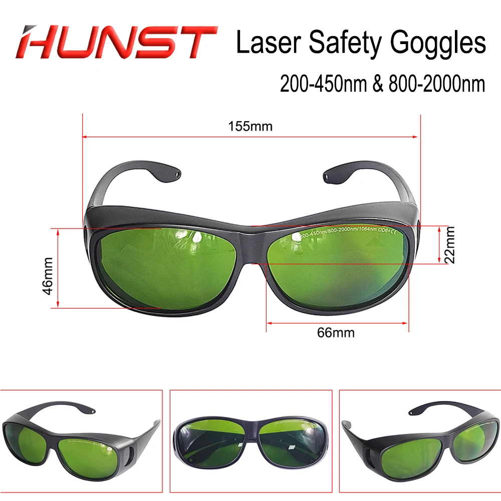 Laser Goggles HUNST 200-450nm & 800-2000nm OD6 Laser Welding Cutting Protective Glasses 1064nm Infrared UV Laser Safety Goggles