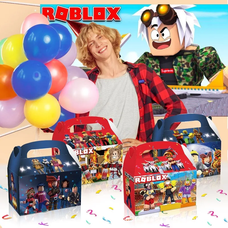 12-teiliges Set Roblox-Themen-Geschenkboxen für Geburtstagsfeiern, Anime-Muster, Süßigkeiten-Geschenktüten, Kindergeburtstags-Partyzubehör