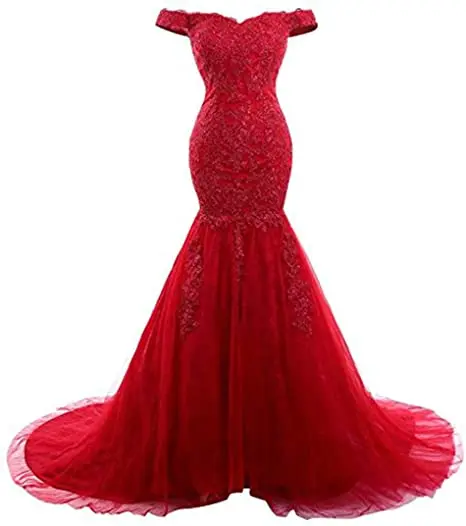 

ANGELSBRIDEP красные платья для выпускного вечера с юбкой-годе с открытыми плечами платья с кружевной аппликацией Формальное вечернее платье со шлейфом