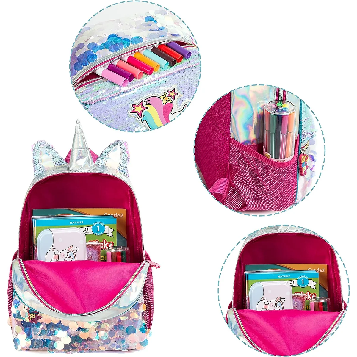13‘’ Backpack for Girls Kindergarten Bag Sequins Kindergarten Primary School Backpack Girl School Bag 4