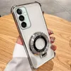 Transparent Plating Stand Phone Case For Samsung Galaxy S21 S22 Plus S23 S24 FE S24 Ultra S20FE Shockproof Soft Silicone Cover 5