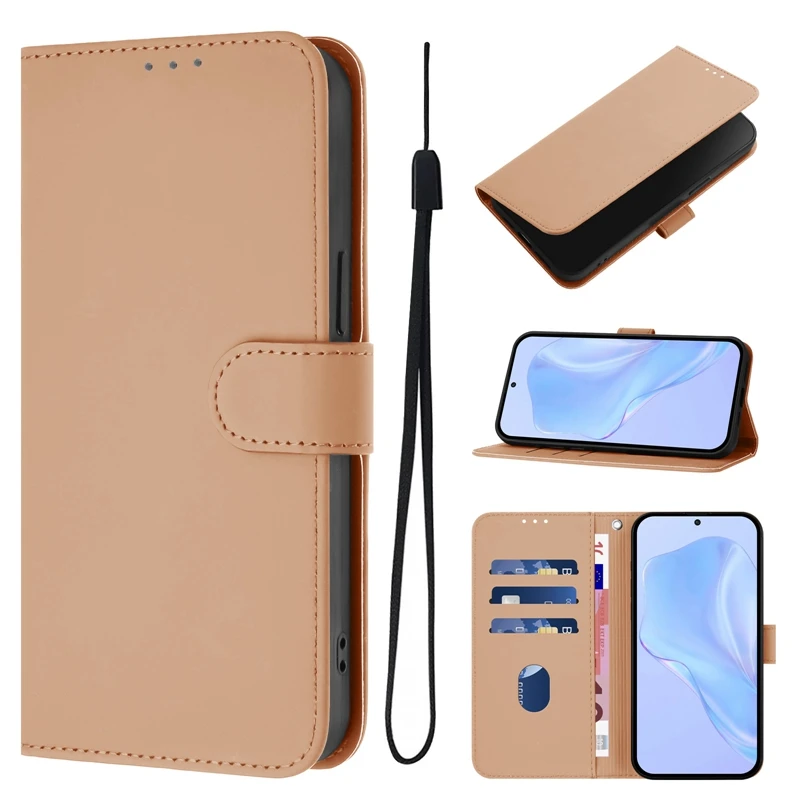 Candy Color Flip Stand Leather Phone Case - Universal Fit