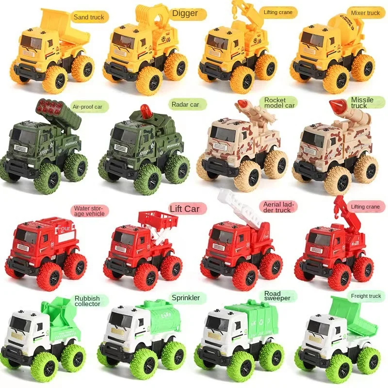 Mini Car Model Toy Children Inertia Pull Back Car Toy Engineering Car Fire Truck Children Toy Die Casting Toy Children Gift kids toy fire truck model alloy diecast inertia fire ladder vehicle rescue transport car educational toys for children boys gift