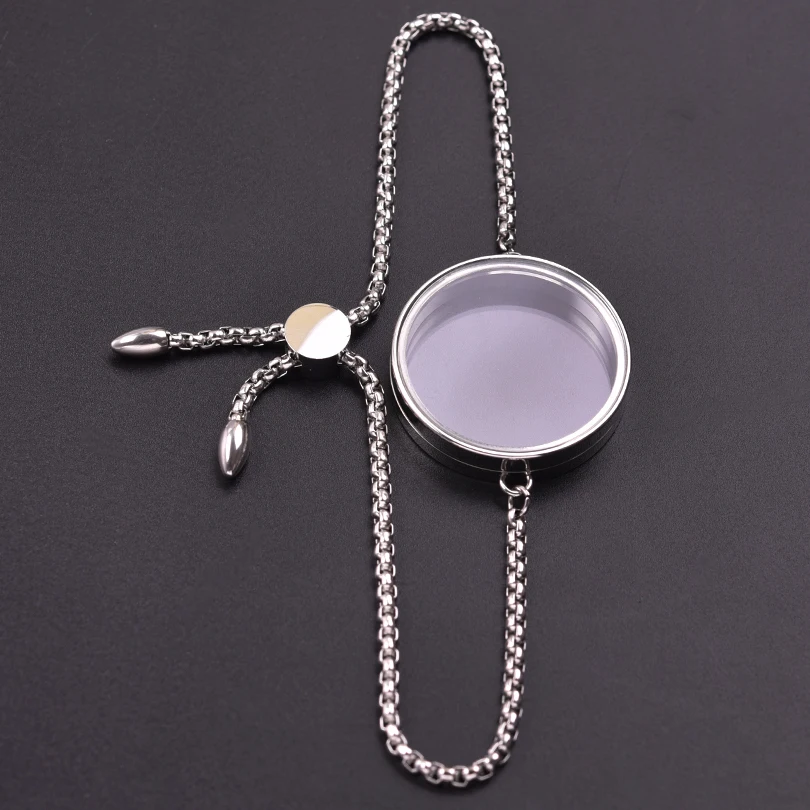 1Pc 15-30mm Round Flotantes Ashes Holder Medallon Pendant Bracelet Stainless Steel Glass Reliquary Locket Men Pulsera Jewelry 5