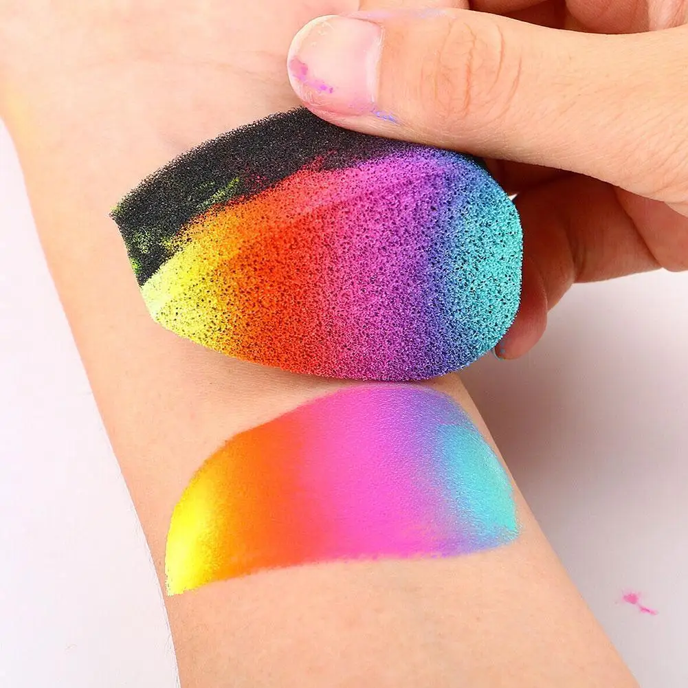 

Face Paint Sponges Wholesale Halloween Makeup Beauty Shape Sponge Custom Face Square Yellow Facial Black Painting Q2K0