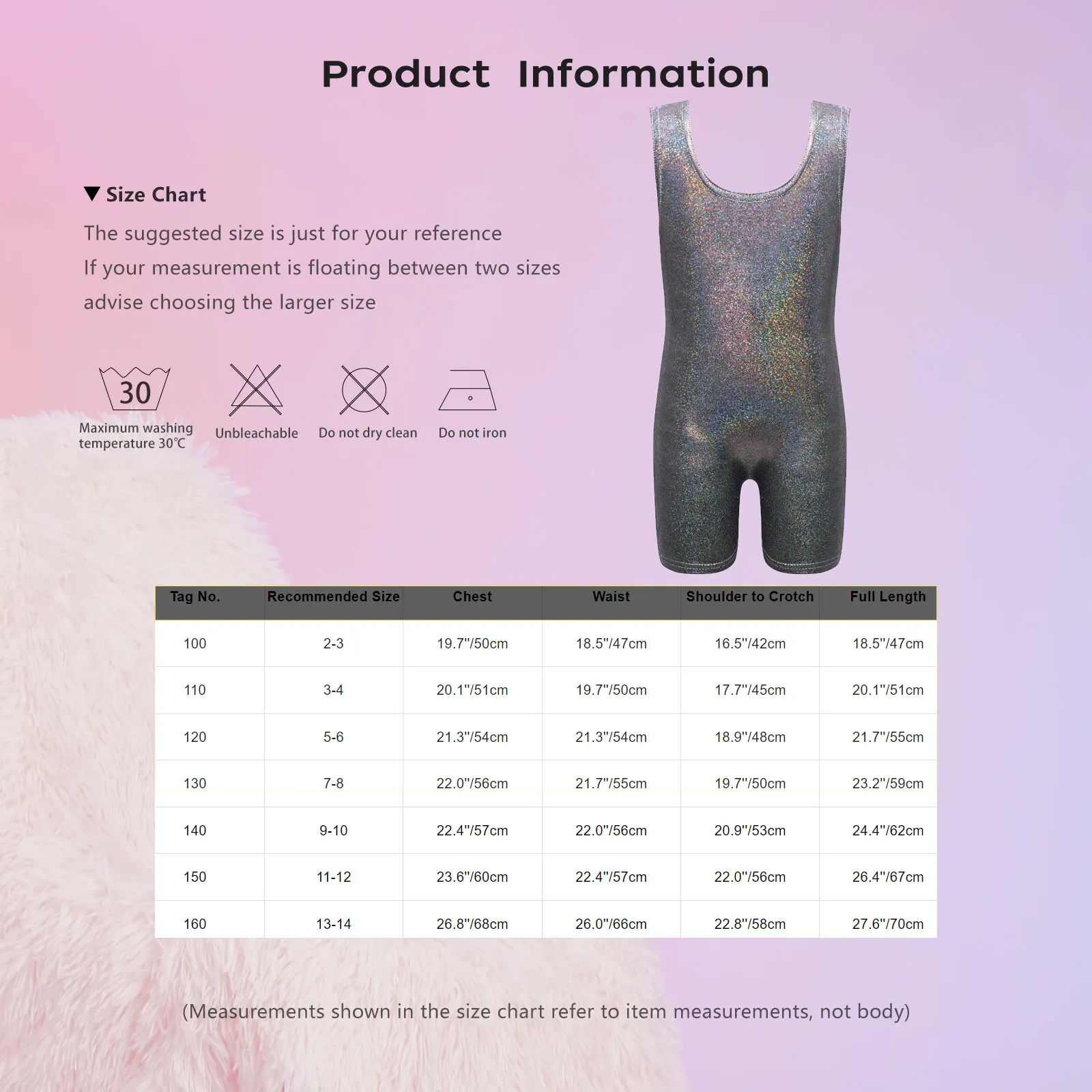 TiaoBug One Peice Kids Girls Gymnastics Dance Metallic Leotard U Neck Sleeveless Stretchy Jumpsuit Dancewear
