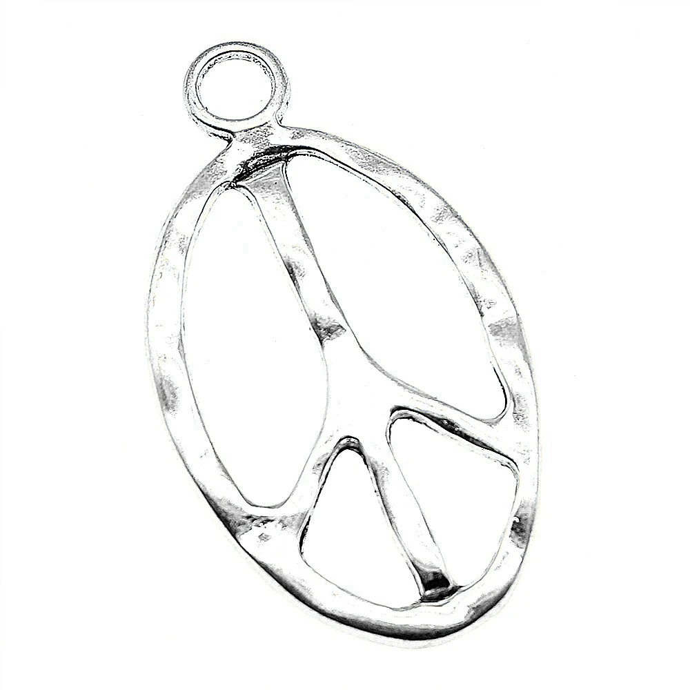 

4pcs/lot 51x28mm Oval Peace Sign Charms For Jewelry Making Antique Silver Color 2.01x1.1inch