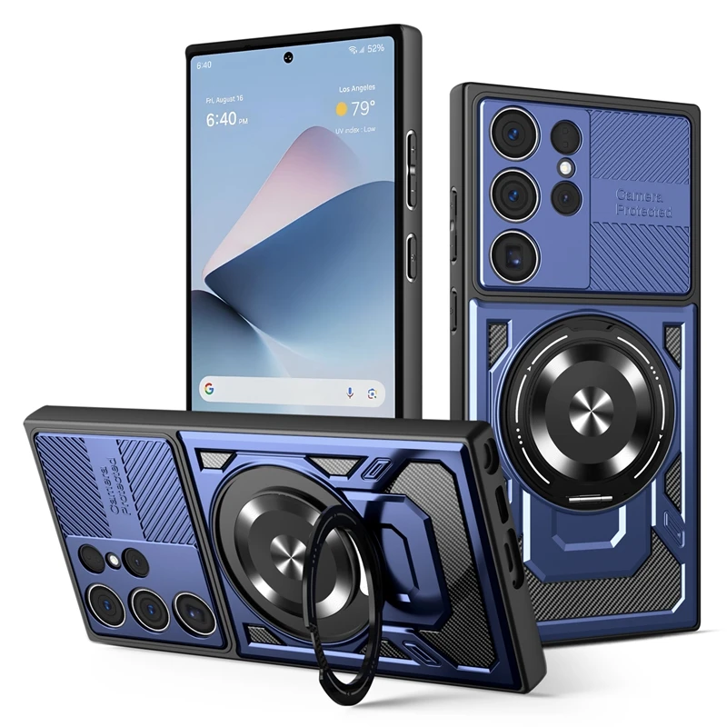 Enhanced Armor Shockproof Magnetic Ring Case with Wireless Charging Compatibility