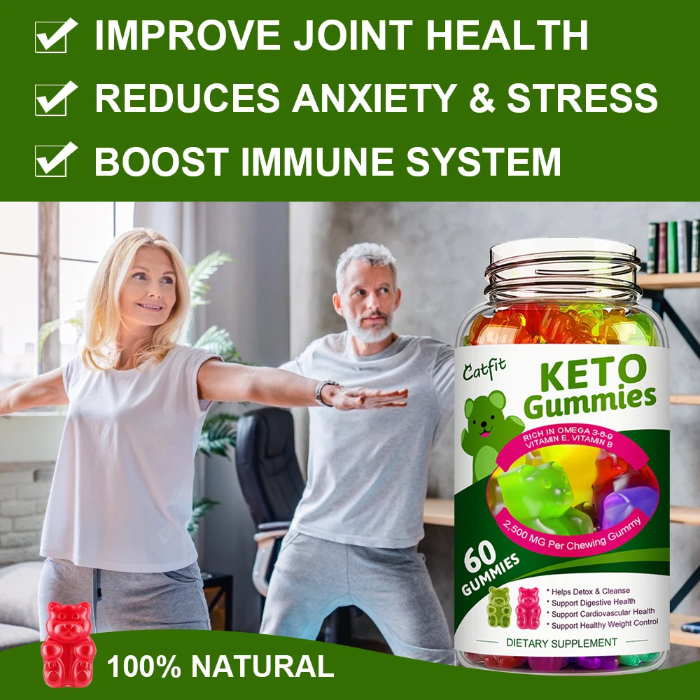 CatFit Vegetarian Malic Acid Ketogenic Gummmies Apple Cider Vinegar Slime KETO Diet Fat Burner Weightloss Snack