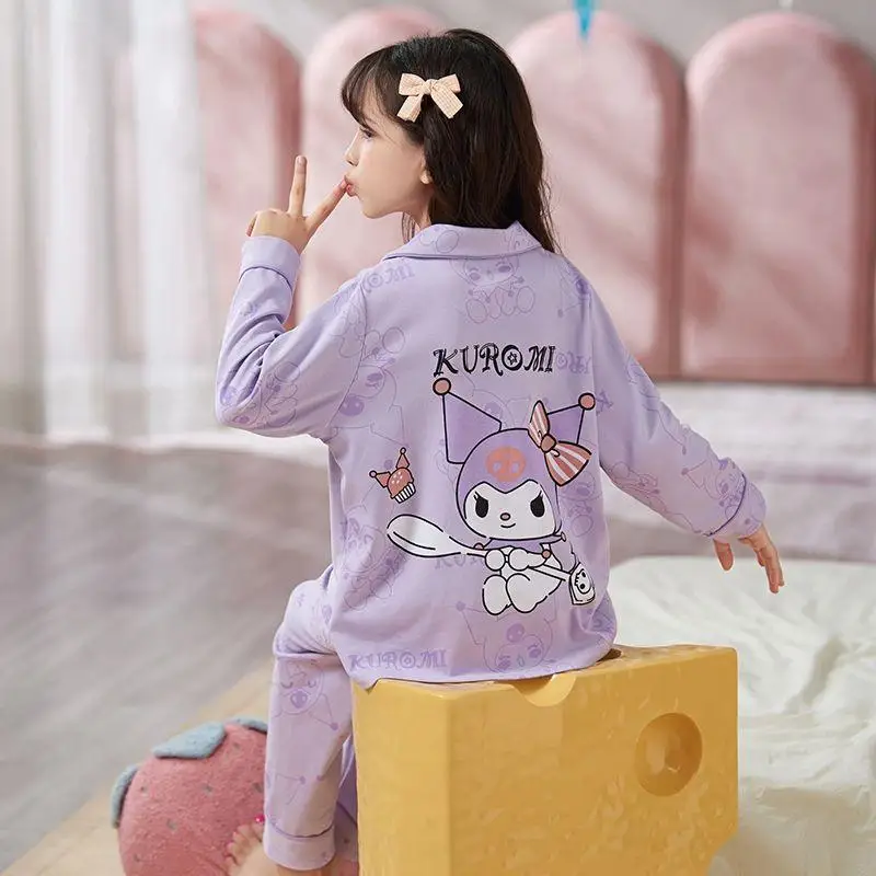 

New Kawaii Cartoon Sanrios Plush Children Home Kuromi Cinnamoroll Cute Anime The New Long Sleeves Pure Cotton Children Home Kit