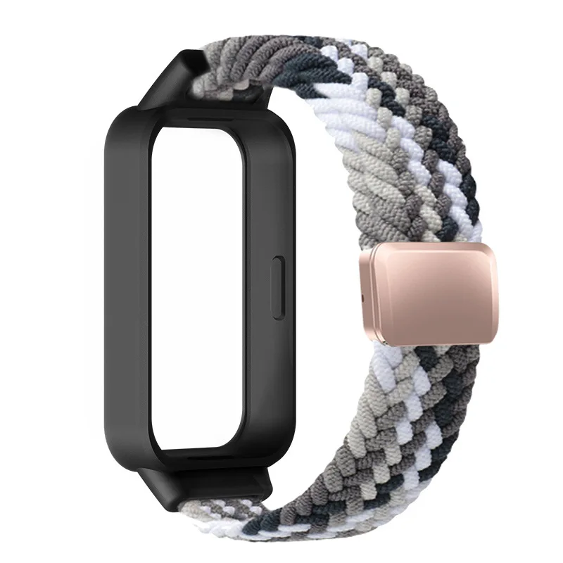 Braided Strap with Protective Case for Smart Fitness Bands - Magnetic Nylon Bracelet Cover