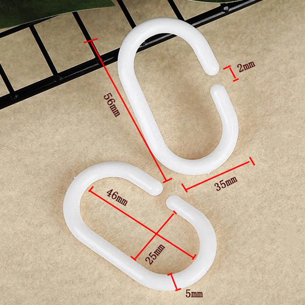 

Bathroom Hooks Accessories C-Shaped Curtain Guide Hanger Plastic Privacy Spare Parts White 12pcs Rail Replacement