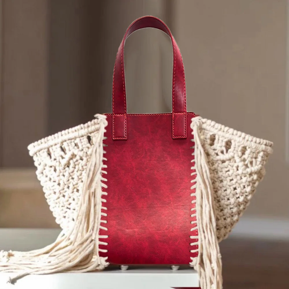 Borsa a tracolla per borsa a mano all'uncinetto per maglieria fai