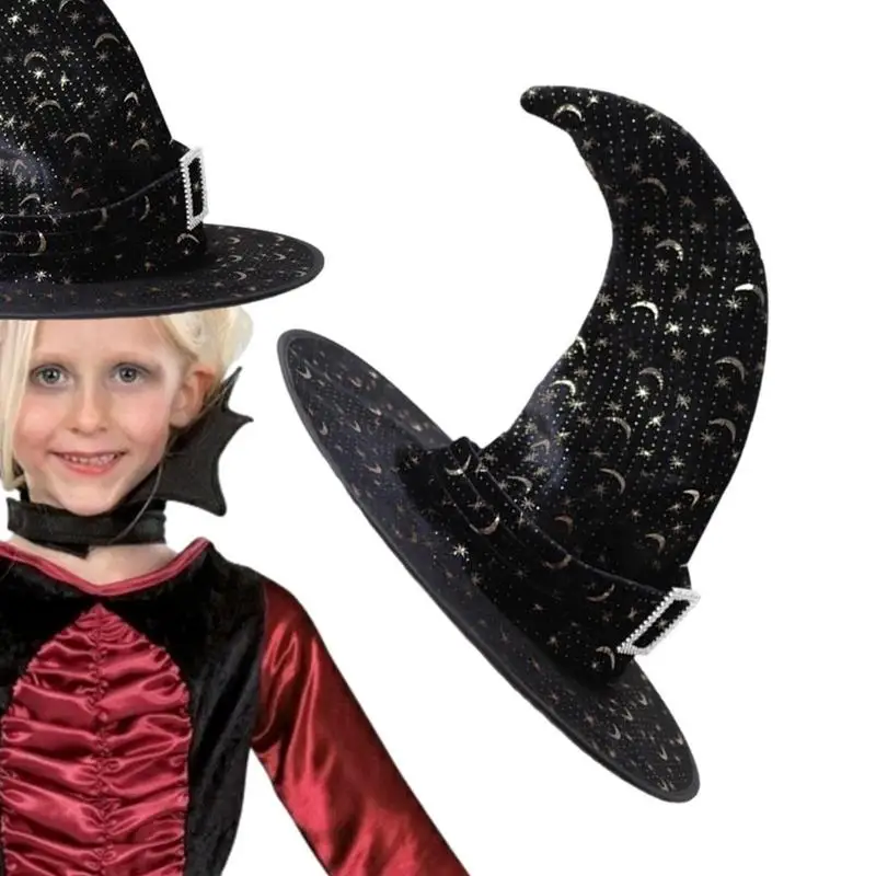 

Halloween Witch Hat Adults Kids Halloween Cosplay Hats For Party Costume Decorations Hanging Supply Black Wizard Caps
