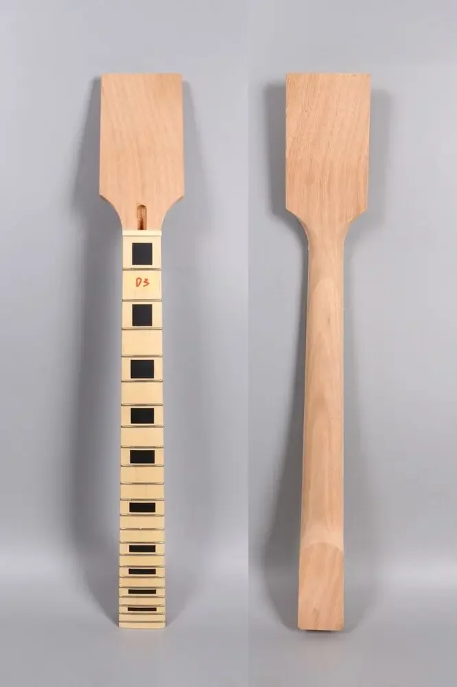 

Yinfente 22 Fret Guitar Neck 24.75 Inch Maple Fretboard Paddle Head with Binding Block Inlay Unfinished DIY Guitar Parts