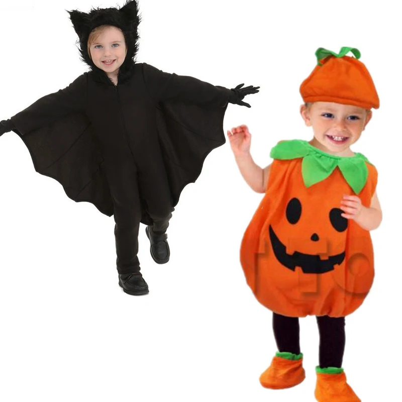 

Children's Halloween Cute Pumpkin Baby Clothing Cosplay Black Bat Kids Costumes Baby Dress Up Party Suits Fiesta Novelty Costume