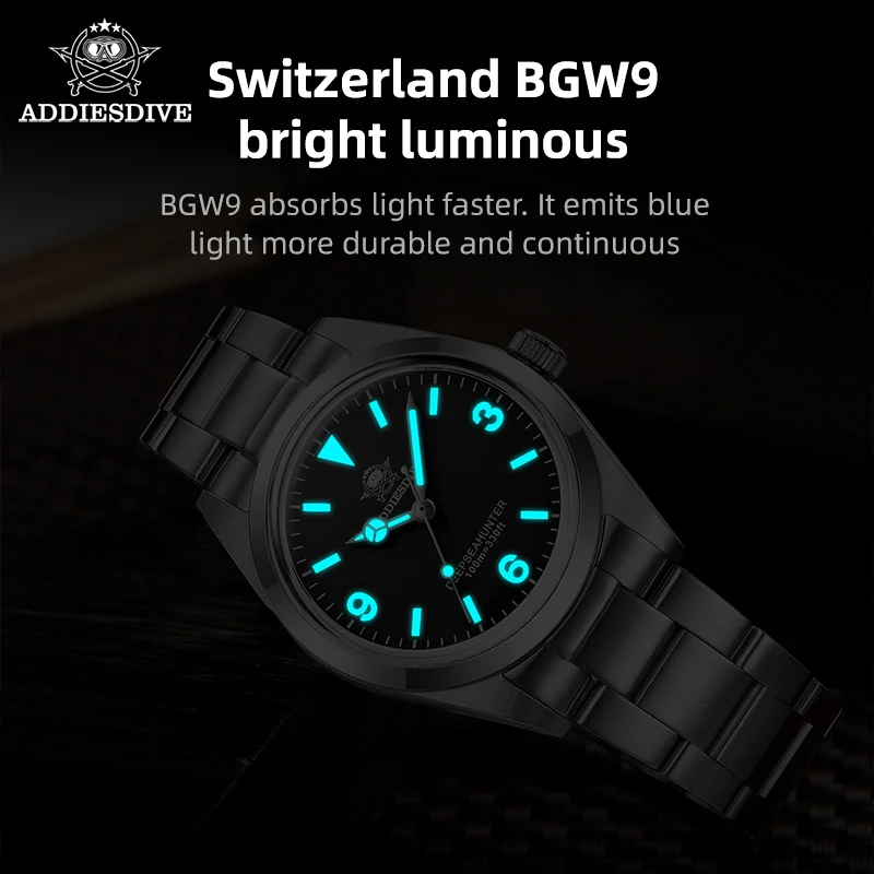 ADDIESDIVE Luxury Quartz Watch For Men 316L Stainless Steel Sapphire Pot Cover Glass 10Bar Waterproof  Luminous Wristwatch Reloj
