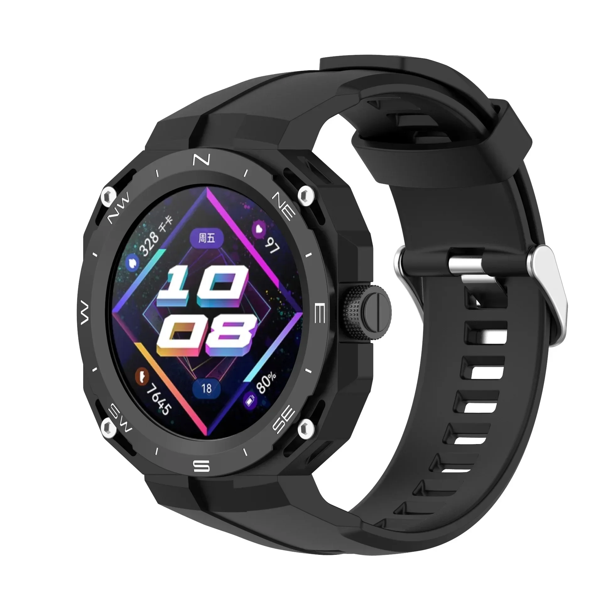 Stylish Silicone Compass Design Case with Strap for Huawei Watch GT Cyber – Premium Replacement Accessory Kit