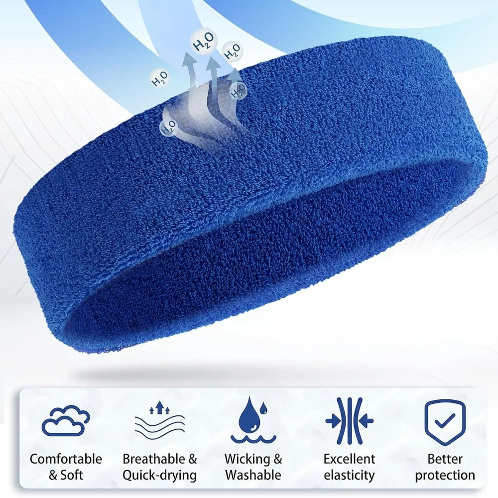 1pcs 땀 방지 스포츠 머리띠 남성용 러닝 고품질 코튼 땀 흡수 여성 요가 헤어 밴드 배구 테니스 체육관 운동