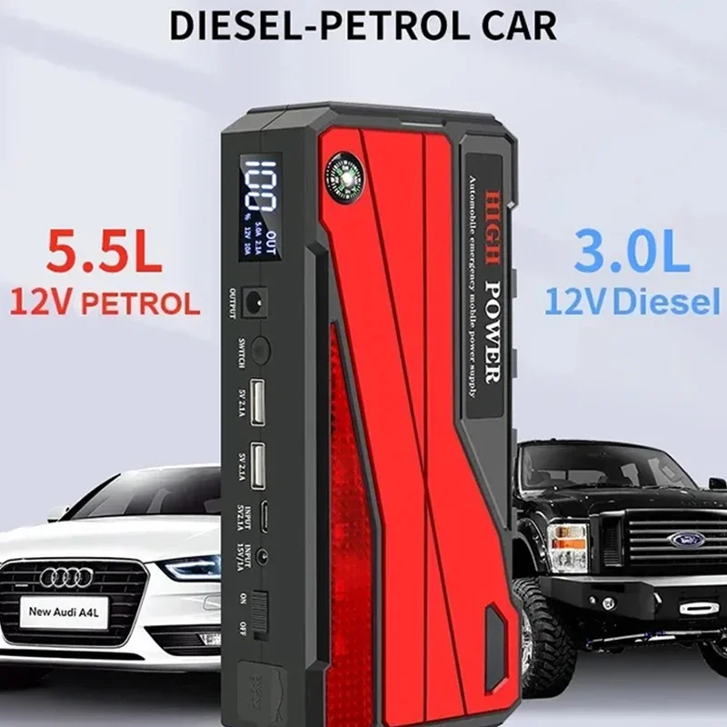 Portable Car Engine Jump Starter 32000mAh Battery Power Supply Outdoor Emergency Start Battery Booster Charger For 12V Vehicle