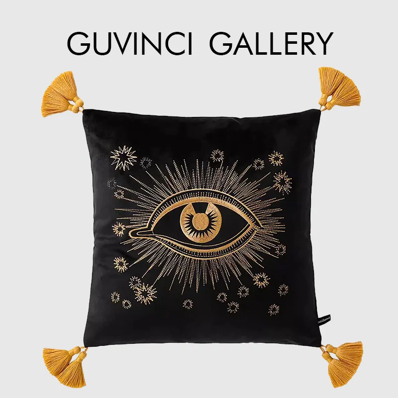 

Современная обивка GUVINCI, дизайнерская абстрактная большая наволочка с вышивкой глаз, пышная ткань, комплименты, диван