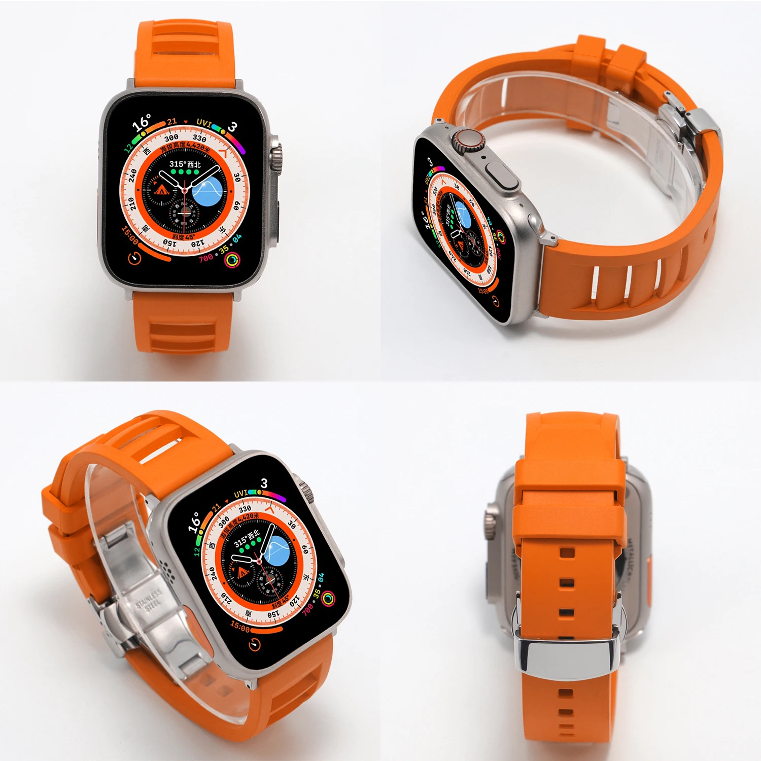 Qualität Fluor Gummi Strap Band für Apple Uhr Band Ultra 49mm 8 7 45mm 42mm 41mm 40mm 44mm für IWatch Serie 6 SE 5 4 3 2