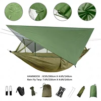 Camping Hammock with Net and Rain Fly Rhombus Waterproof Tarp Tent Shade Outdoor  Hammock Portable Hammock with Mosquito Net 1