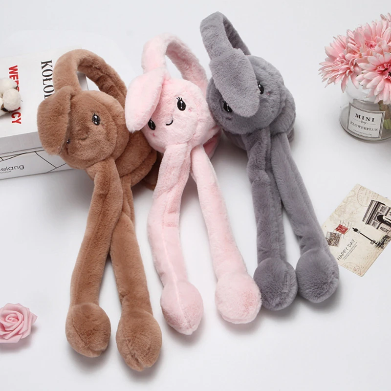 1Pcs New Lady Fluffy Autumn And Winter Earmuffs Cute Warm Move The Air Bag Rabbit Ears Cold Earmuffs, Soft Earmuffs Daily Wear