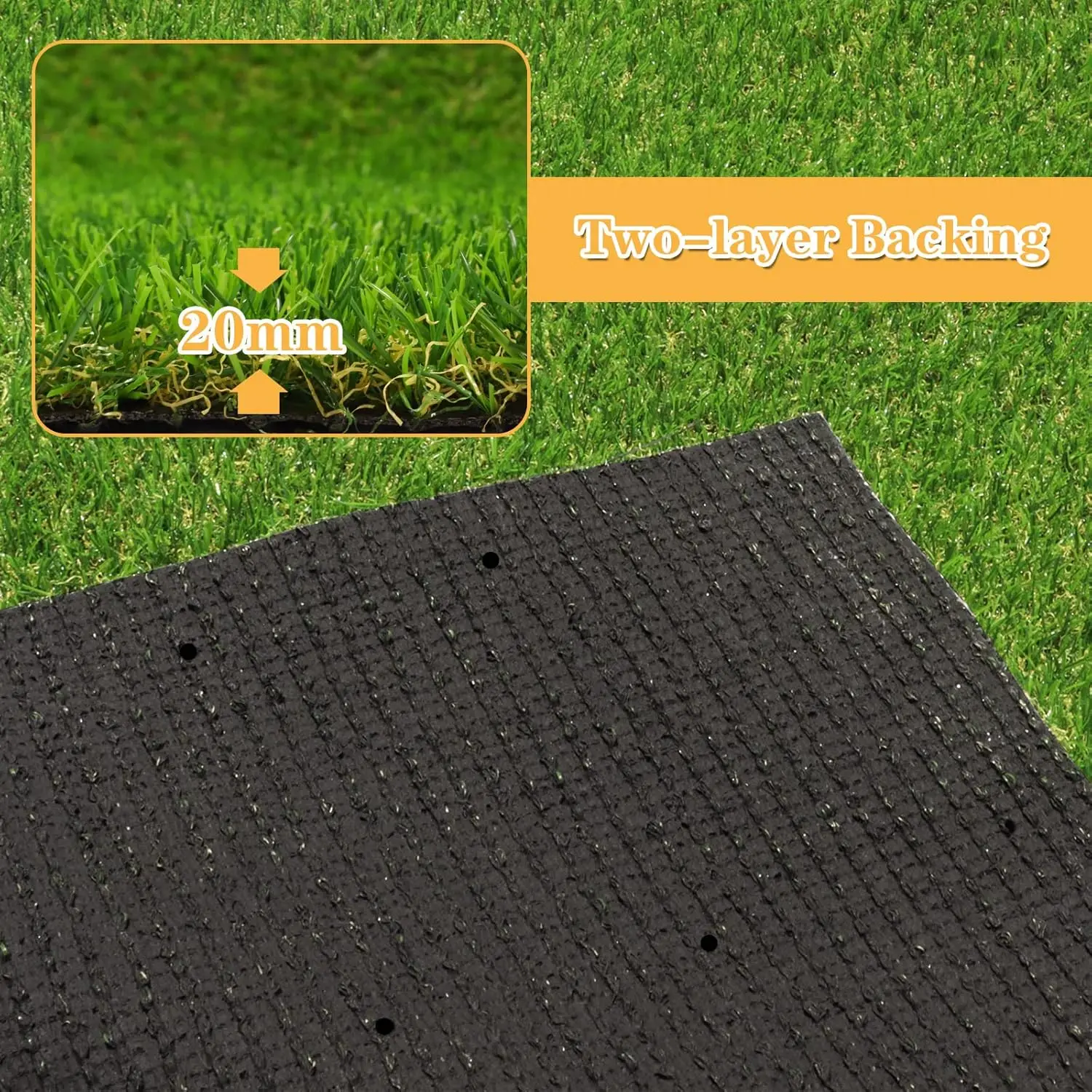 Artificial Grass Astroturf Rug Realistic Fake Grass Mat with Drainage, Indoor Outdoor Lawn Turf for Pets Dogs