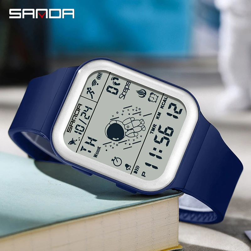 

SANDA Fashion Simple Sport Watches Men Military LED Digital Watch Alarm Clock Rubber Strap Waterproof Wristwatch Relogio