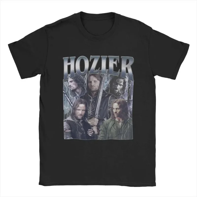 Фото Футболка Y2K Hozier с забавным мемом Aragorn, с круглым вырезом, 100% хлопок, футболка с коротким рукавом, оригинальные топы №1