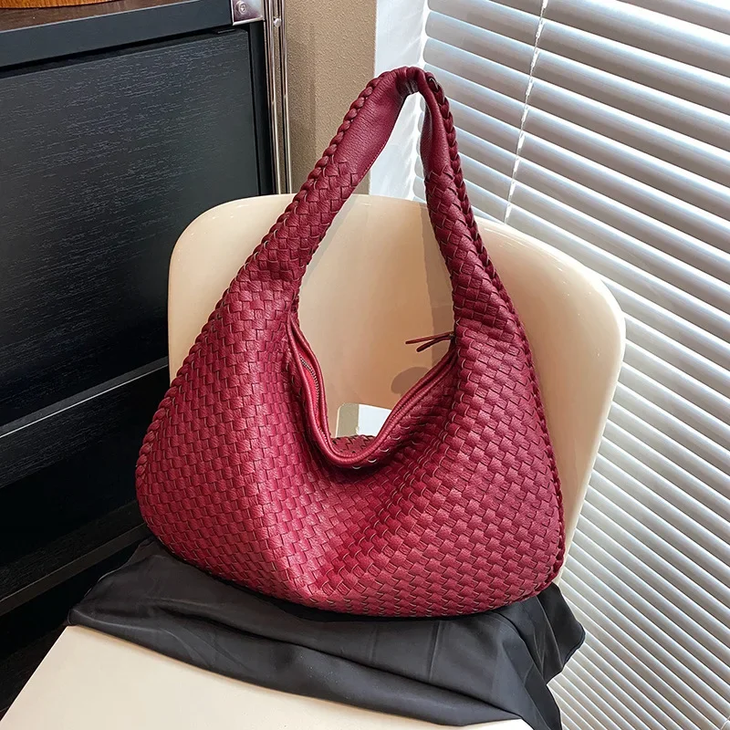 Leather Handbag Women Everday Tote Woven Pu Leather Messenger Fashion Luxury Designer Handbag Lightweight Travel Expanding Folders