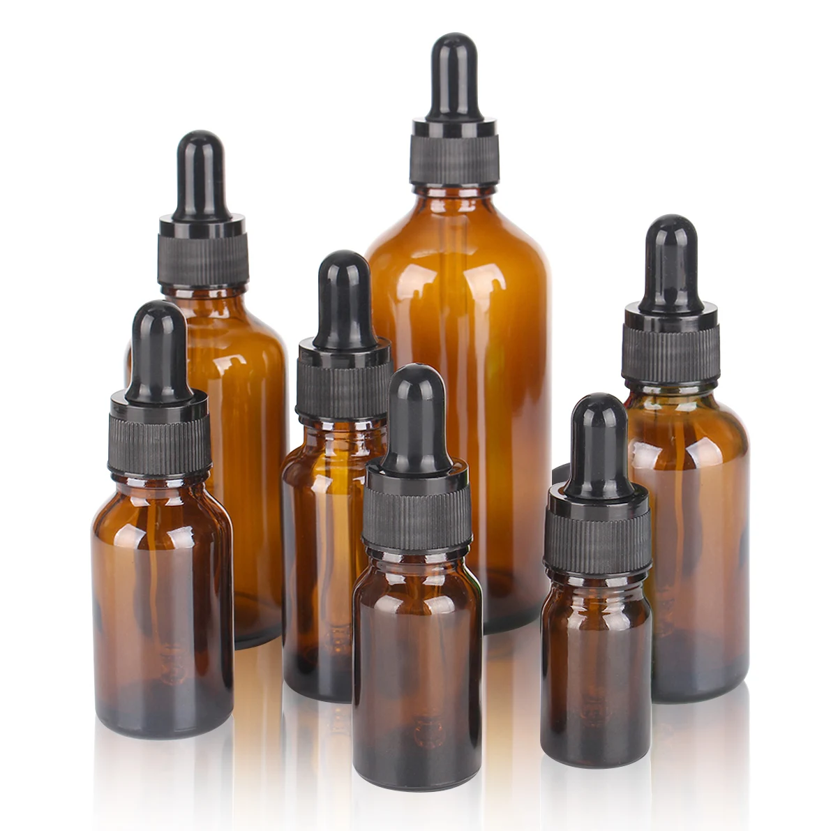 6/12/24pcs 5ml 10ml 15ml 20ml 30ml 50ml 100ml Amber Glass Dropper Bottles with Glass Pipette for Cosmetic Perfume Essential Oils 2